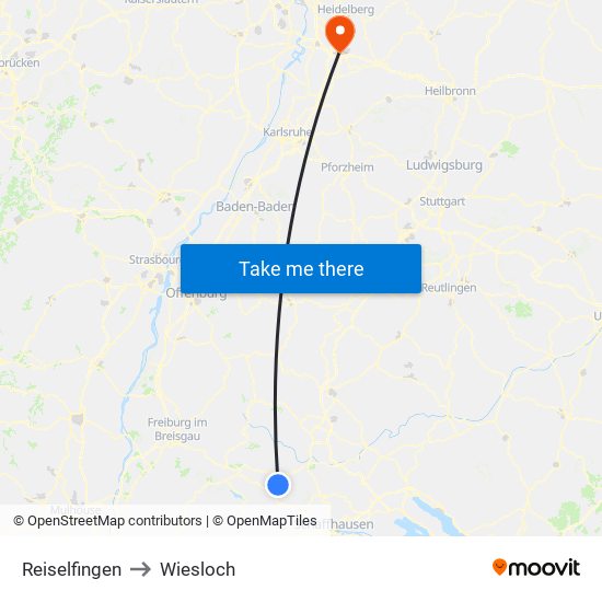 Reiselfingen to Wiesloch map