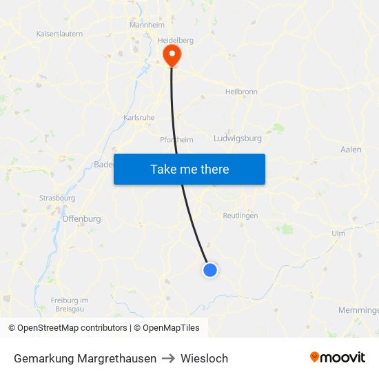 Gemarkung Margrethausen to Wiesloch map