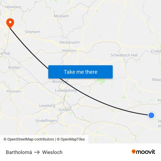 Bartholomä to Wiesloch map