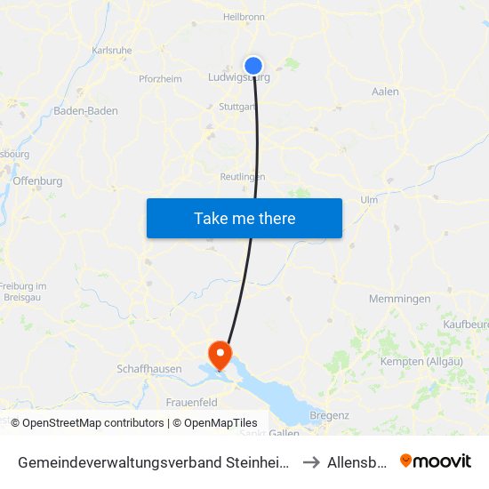 Gemeindeverwaltungsverband Steinheim-Murr to Allensbach map