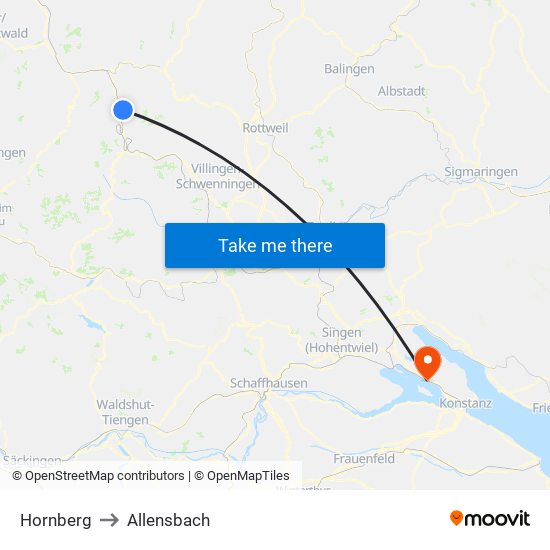 Hornberg to Allensbach map