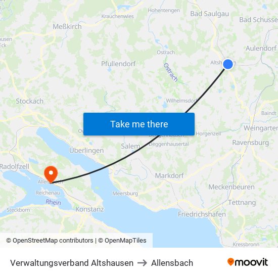 Verwaltungsverband Altshausen to Allensbach map