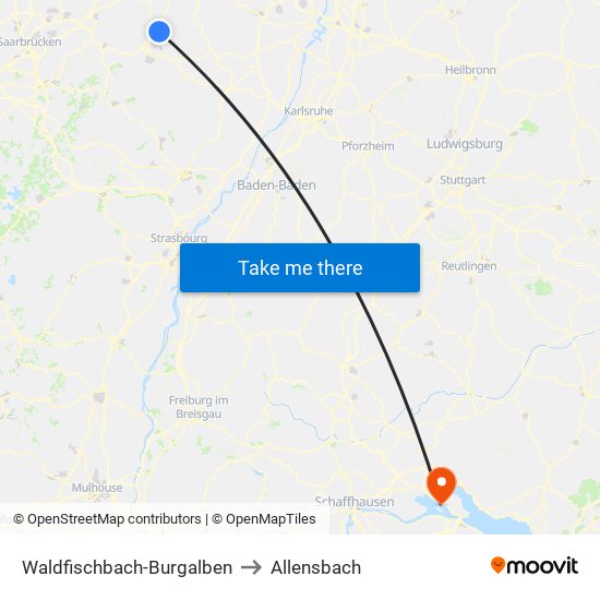 Waldfischbach-Burgalben to Allensbach map