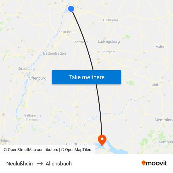 Neulußheim to Allensbach map