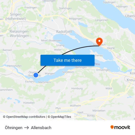 Öhningen to Allensbach map