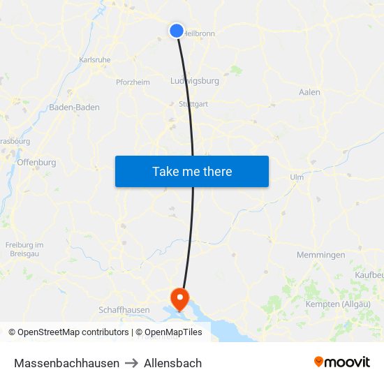 Massenbachhausen to Allensbach map