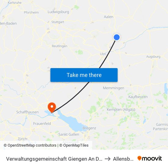 Verwaltungsgemeinschaft Giengen An Der Brenz to Allensbach map