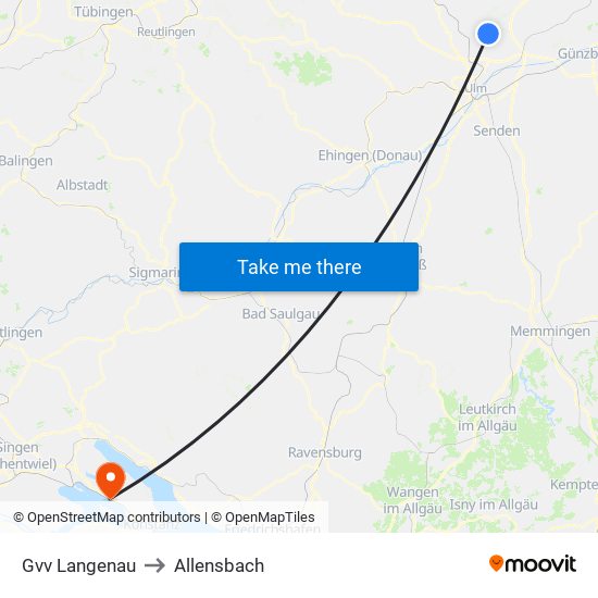Gvv Langenau to Allensbach map