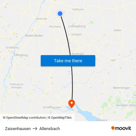 Zaisenhausen to Allensbach map