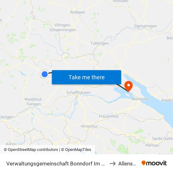 Verwaltungsgemeinschaft Bonndorf Im Schwarzwald to Allensbach map