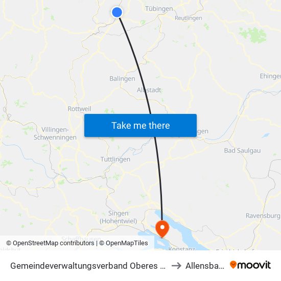 Gemeindeverwaltungsverband Oberes Gäu to Allensbach map