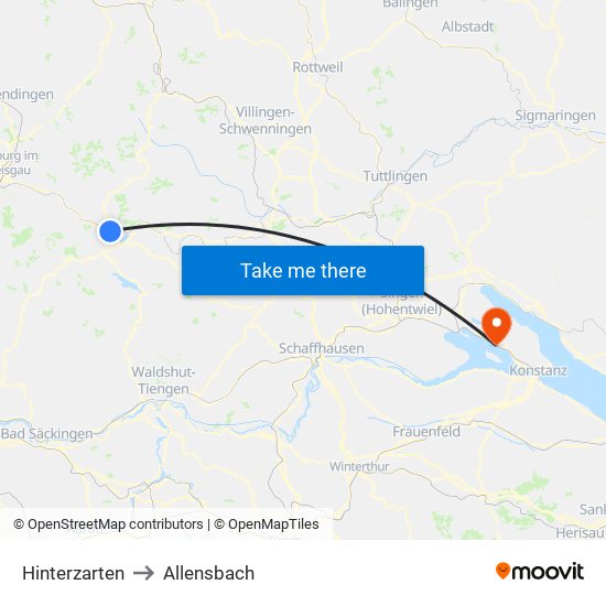 Hinterzarten to Allensbach map