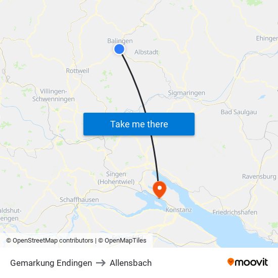 Gemarkung Endingen to Allensbach map