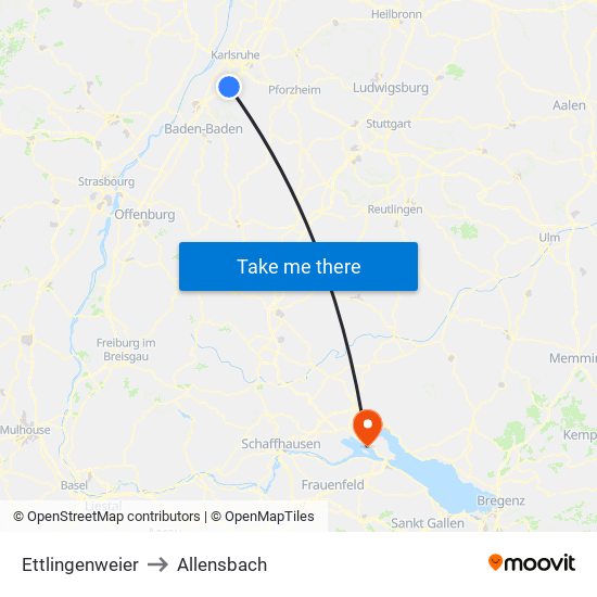 Ettlingenweier to Allensbach map