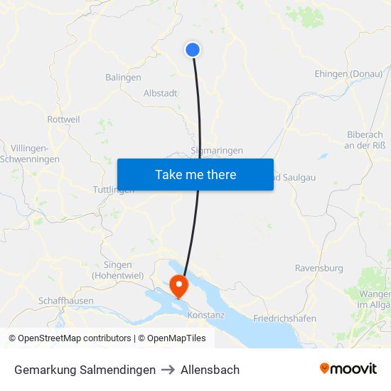 Gemarkung Salmendingen to Allensbach map
