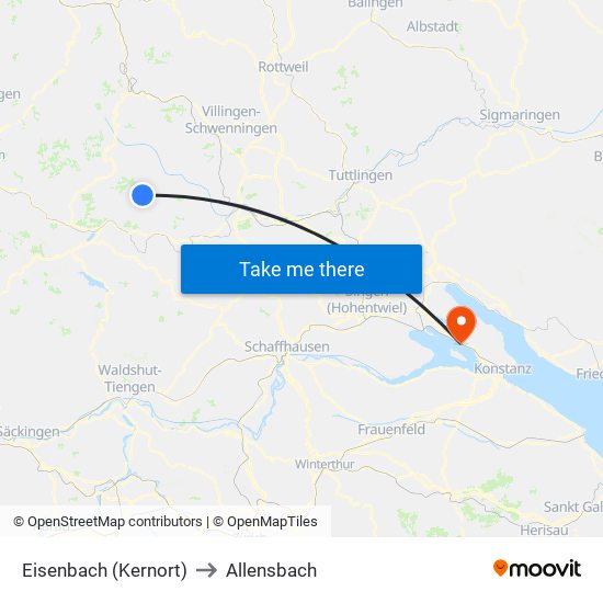 Eisenbach (Kernort) to Allensbach map