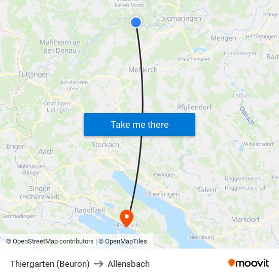 Thiergarten (Beuron) to Allensbach map