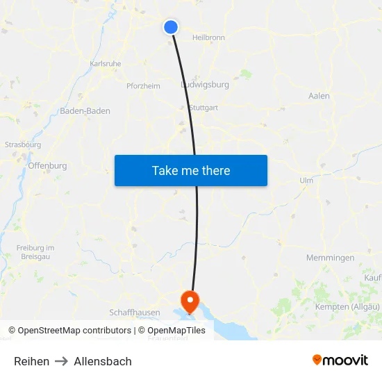 Reihen to Allensbach map