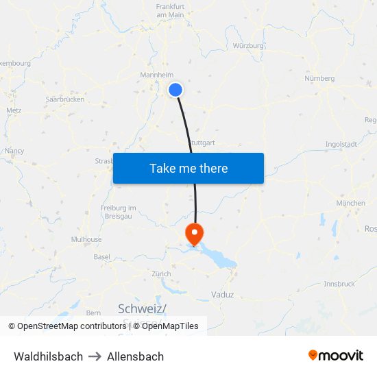 Waldhilsbach to Allensbach map