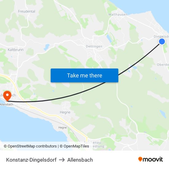 Konstanz-Dingelsdorf to Allensbach map