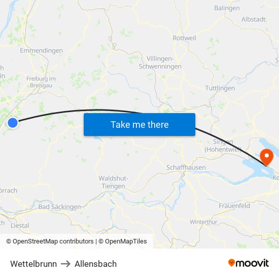 Wettelbrunn to Allensbach map