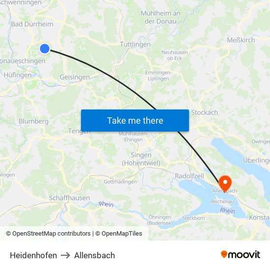 Heidenhofen to Allensbach map