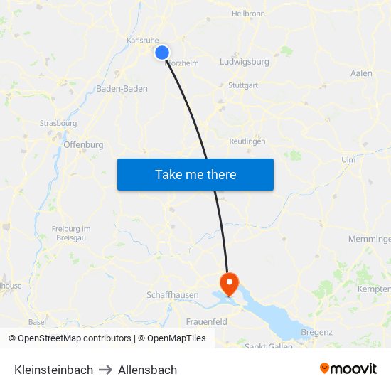 Kleinsteinbach to Allensbach map