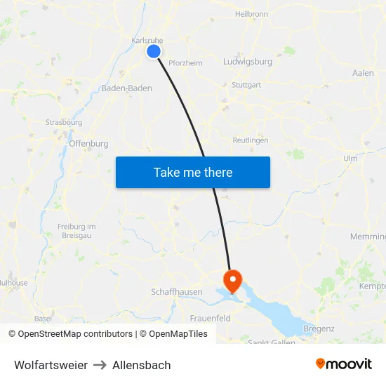 Wolfartsweier to Allensbach map