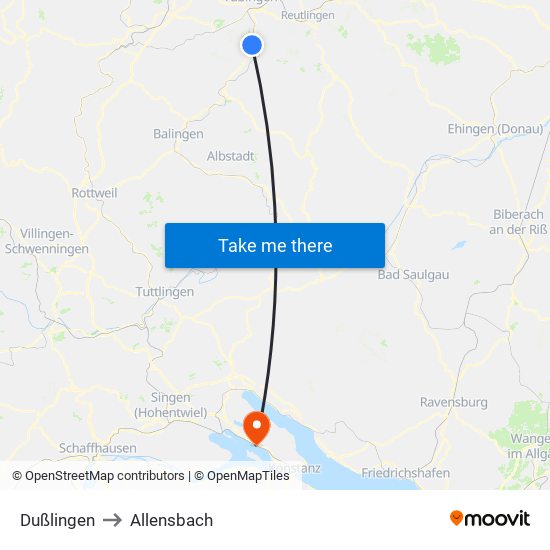 Dußlingen to Allensbach map