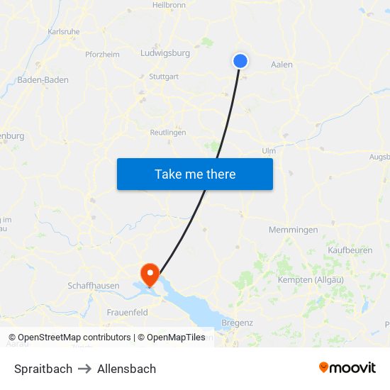 Spraitbach to Allensbach map