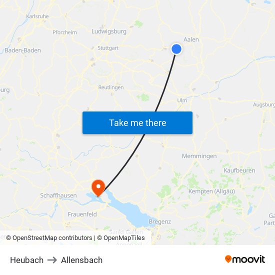 Heubach to Allensbach map