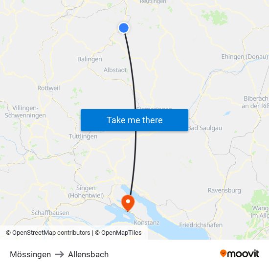 Mössingen to Allensbach map