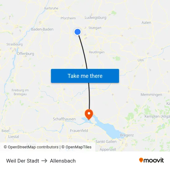 Weil Der Stadt to Allensbach map