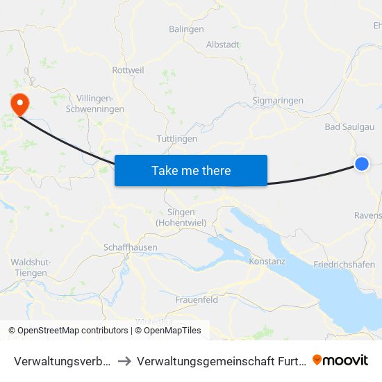 Verwaltungsverband Altshausen to Verwaltungsgemeinschaft Furtwangen Im Schwarzwald map