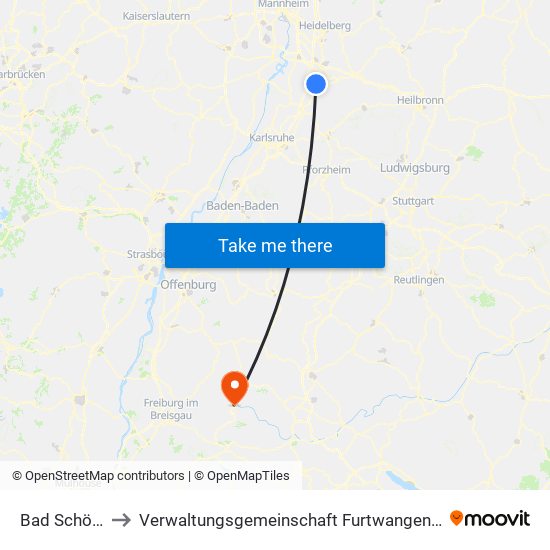 Bad Schönborn to Verwaltungsgemeinschaft Furtwangen Im Schwarzwald map