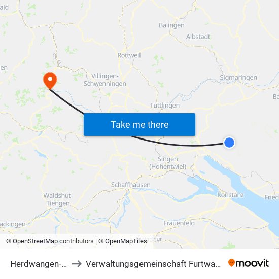 Herdwangen-Schönach to Verwaltungsgemeinschaft Furtwangen Im Schwarzwald map