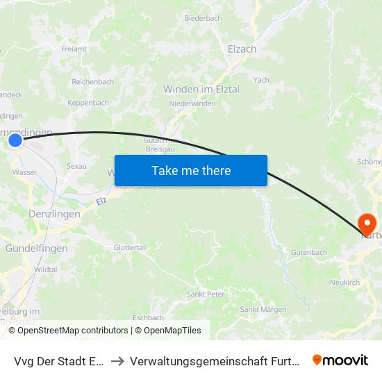Vvg Der Stadt Emmendingen to Verwaltungsgemeinschaft Furtwangen Im Schwarzwald map