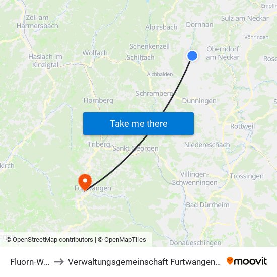 Fluorn-Winzeln to Verwaltungsgemeinschaft Furtwangen Im Schwarzwald map