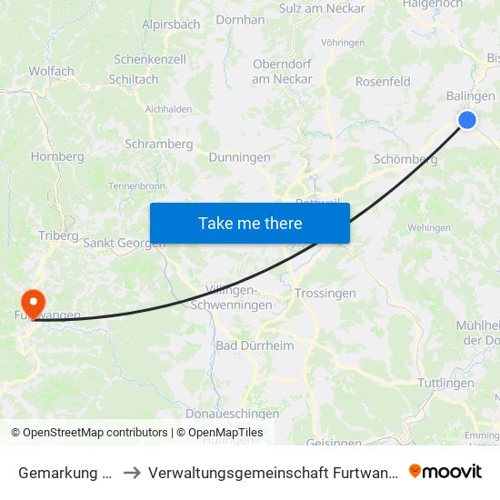 Gemarkung Endingen to Verwaltungsgemeinschaft Furtwangen Im Schwarzwald map