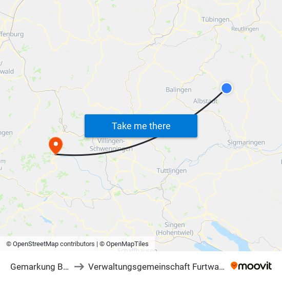 Gemarkung Burladingen to Verwaltungsgemeinschaft Furtwangen Im Schwarzwald map