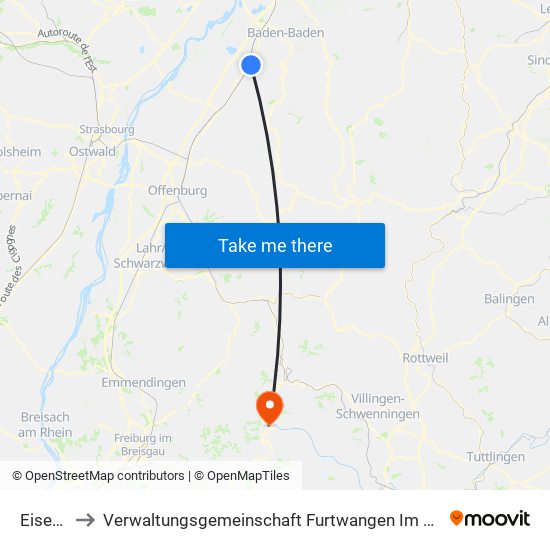 Eisental to Verwaltungsgemeinschaft Furtwangen Im Schwarzwald map