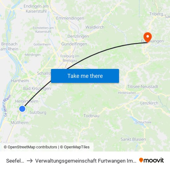 Seefelden to Verwaltungsgemeinschaft Furtwangen Im Schwarzwald map