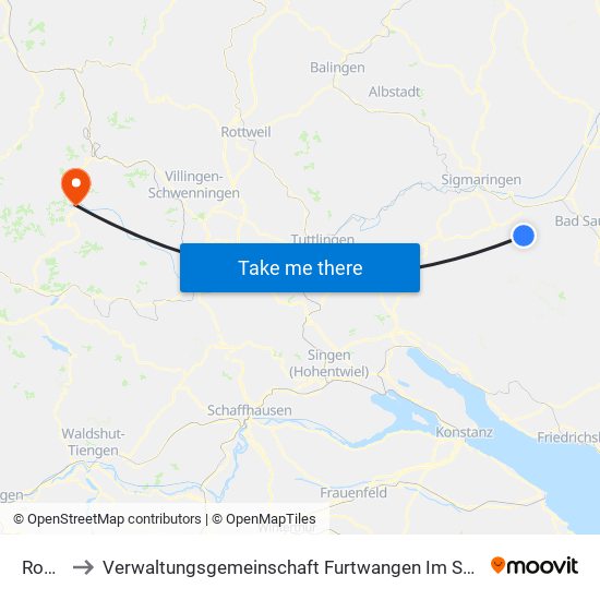Rosna to Verwaltungsgemeinschaft Furtwangen Im Schwarzwald map