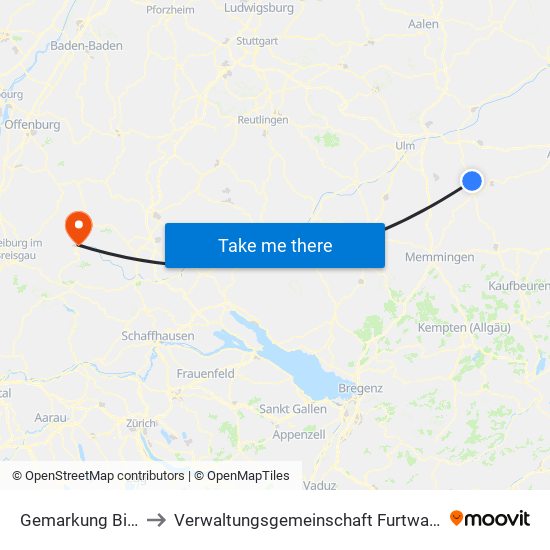 Gemarkung Billenhausen to Verwaltungsgemeinschaft Furtwangen Im Schwarzwald map