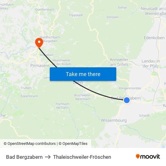 Bad Bergzabern to Thaleischweiler-Fröschen map