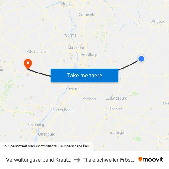 Verwaltungsverband Krautheim to Thaleischweiler-Fröschen map