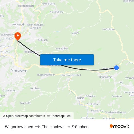 Wilgartswiesen to Thaleischweiler-Fröschen map