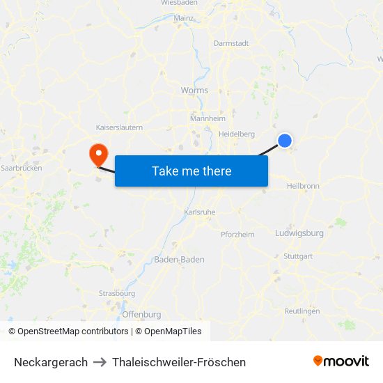 Neckargerach to Thaleischweiler-Fröschen map