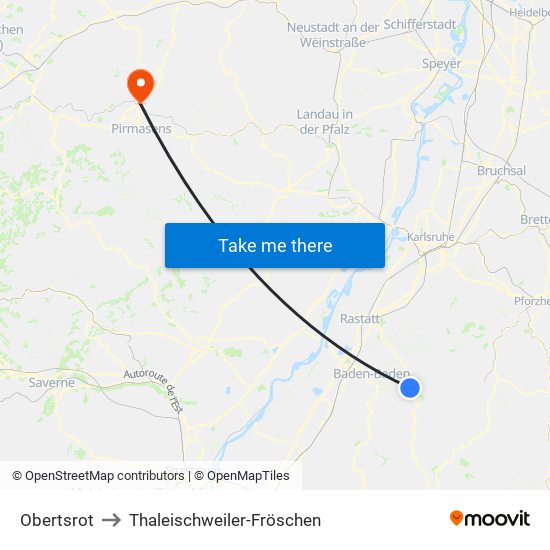 Obertsrot to Thaleischweiler-Fröschen map