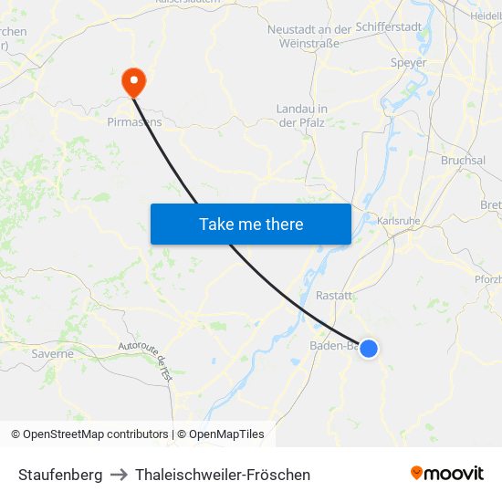 Staufenberg to Thaleischweiler-Fröschen map